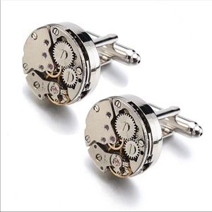 Gold plated unique movement men’s cuff link w/ box